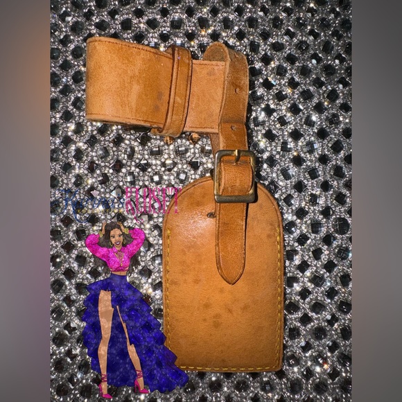 🎀 Louis Vuitton Luggage Tag Vachetta Poignet Set 🎀 #LV #Travel #Pre-Owned - Picture 5 of 6
